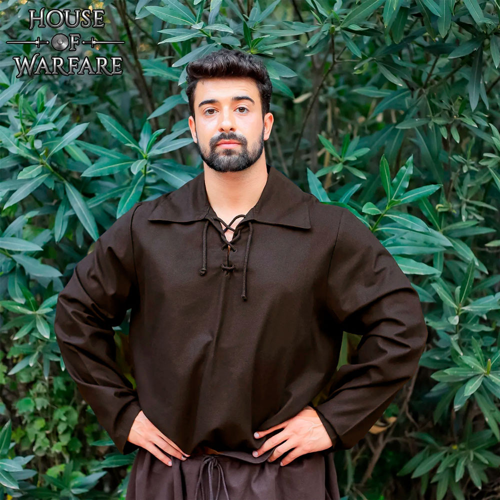 Camisa medieval de algodão modelo Mario, marrom