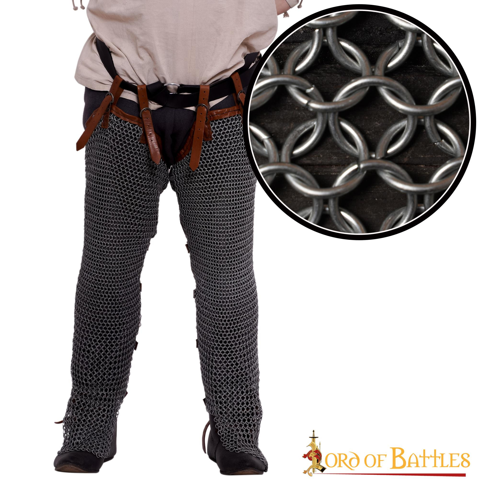 Calças de cota de malha medievais em aço (10 mm.)