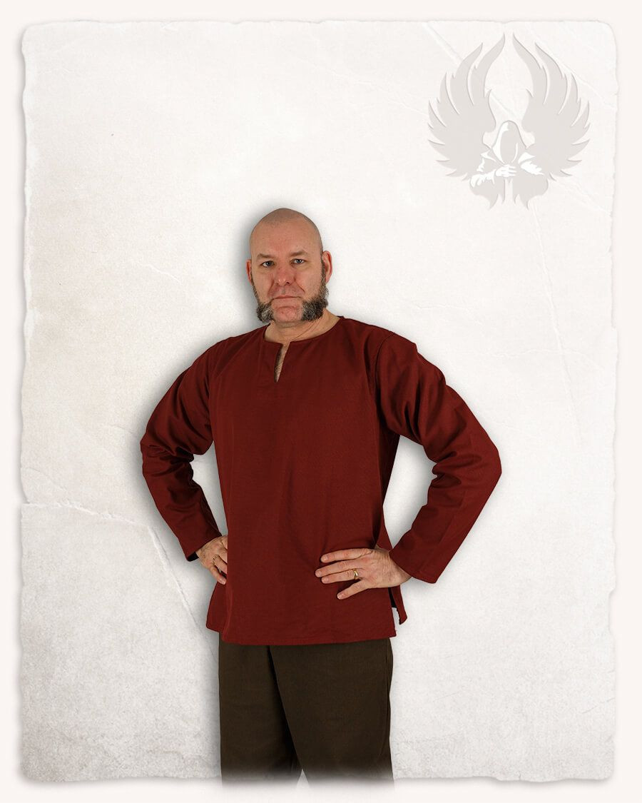 Camisa medieval fechada modelo Rurik, bordô