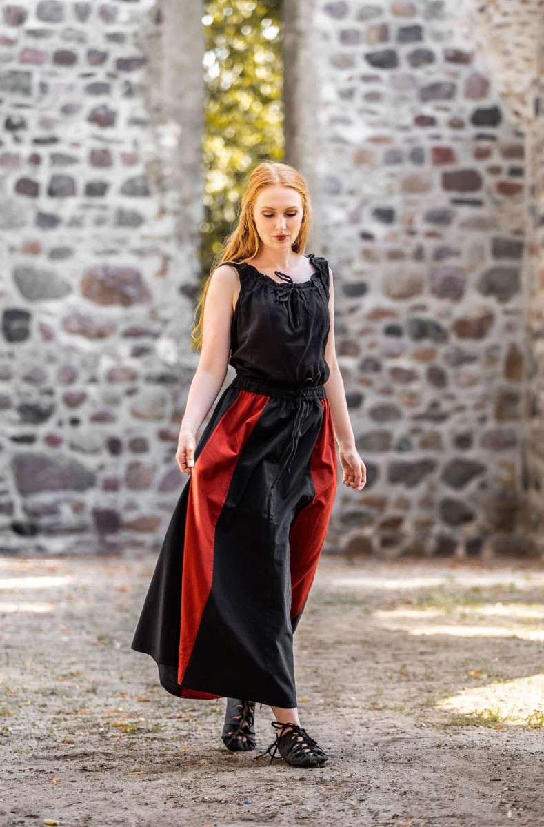 Saia medieval rubro-negra bicolor