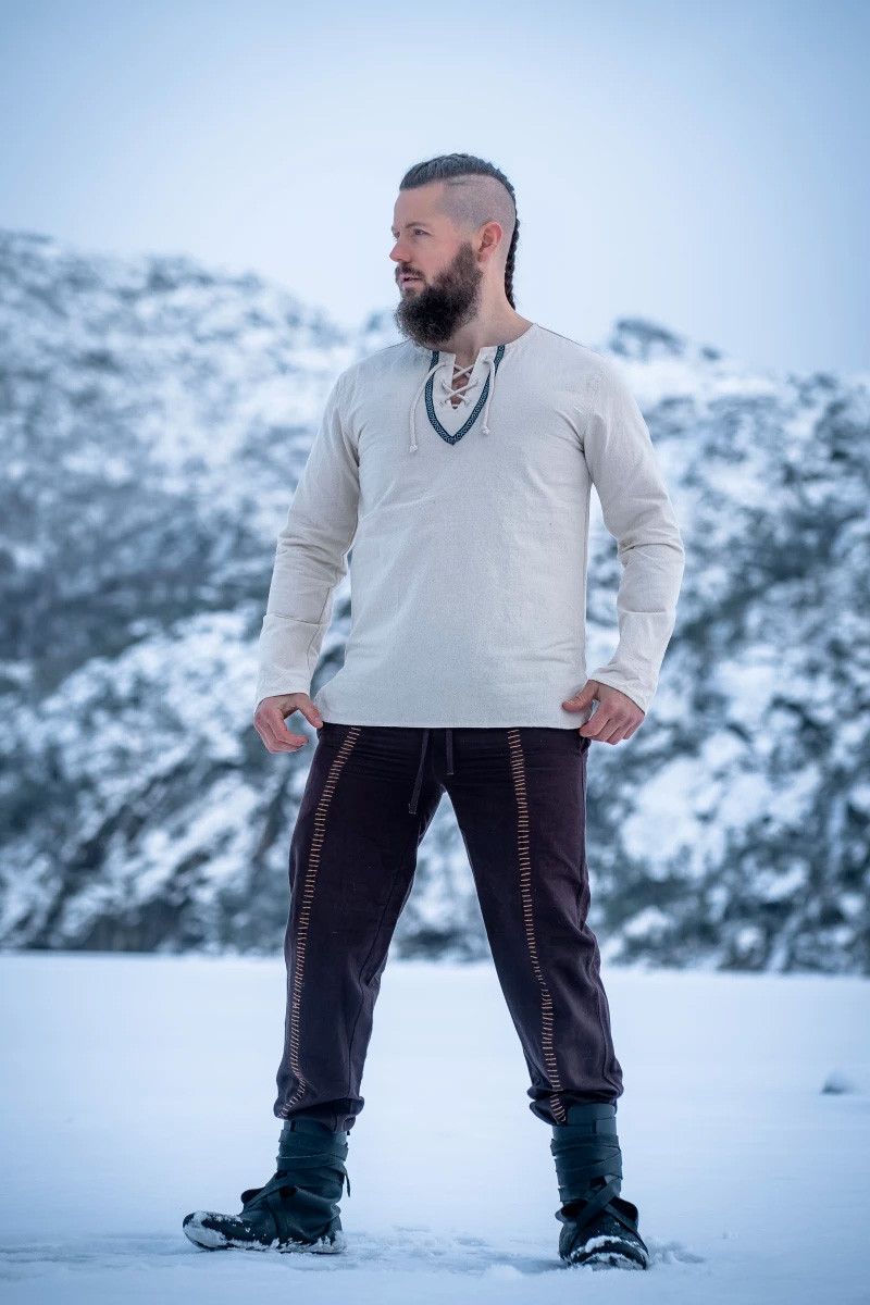 Camisa medieval masculina modelo Elfriede, natural