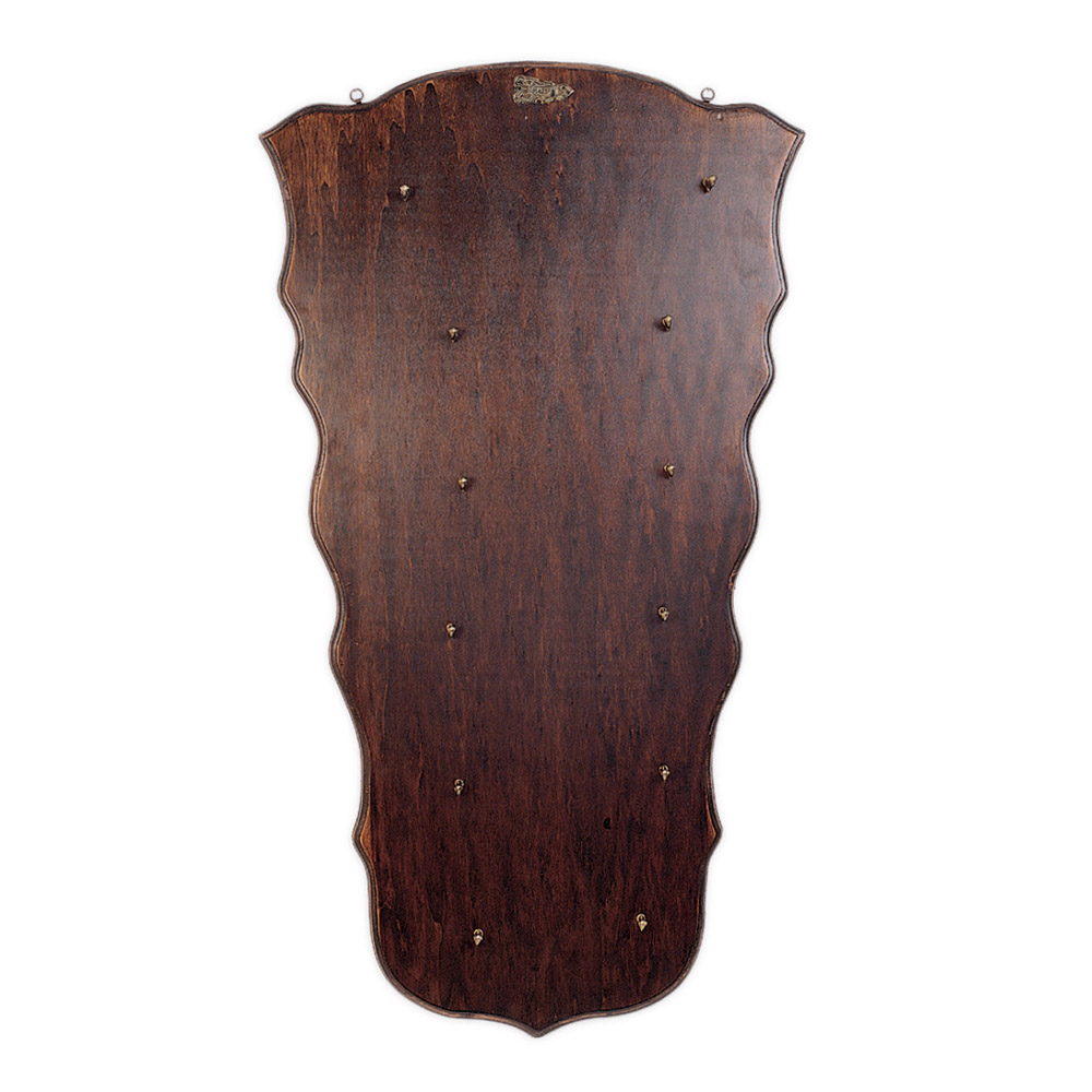 Expositor de parede em madeira para 6 pistolas antigas