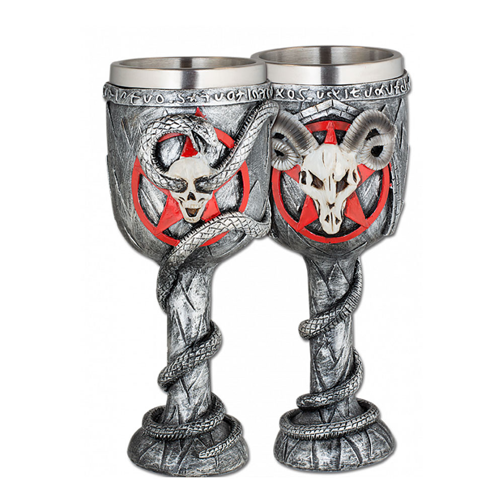 Copo de caveira de carneiro gótico demoníaco medieval (18,5 cm.)