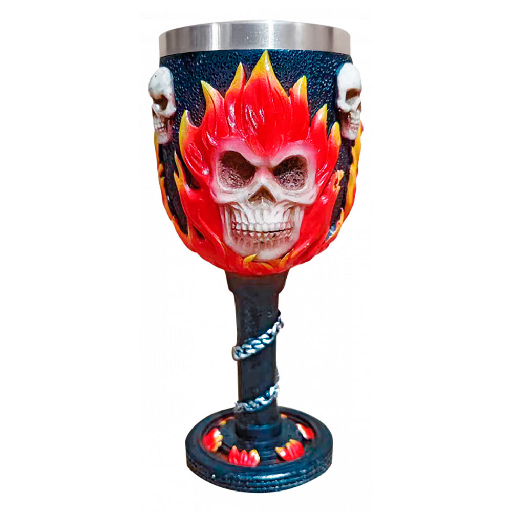 Copo Gótico Caveira Flamejante (18,5 cm.)
