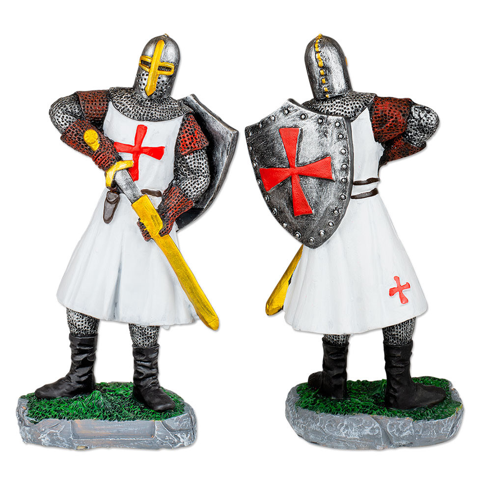 Miniatura de cavaleiro templário com escudo e espada (18 cm.)