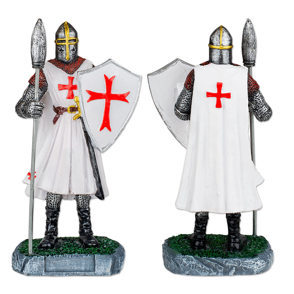 Miniatura de cavaleiro templário com escudo e lança (12 cm.)