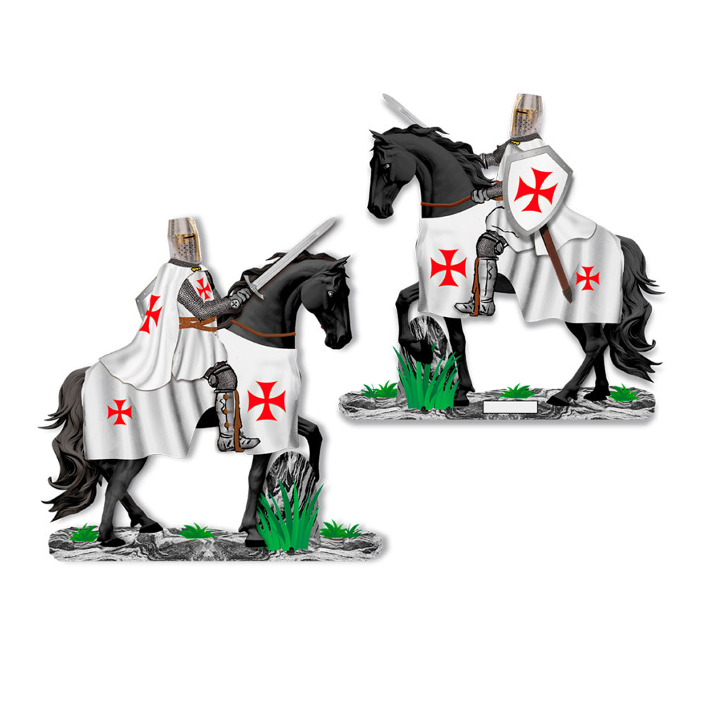 Cavaleiro Templário a cavalo com espada (12 cm.)