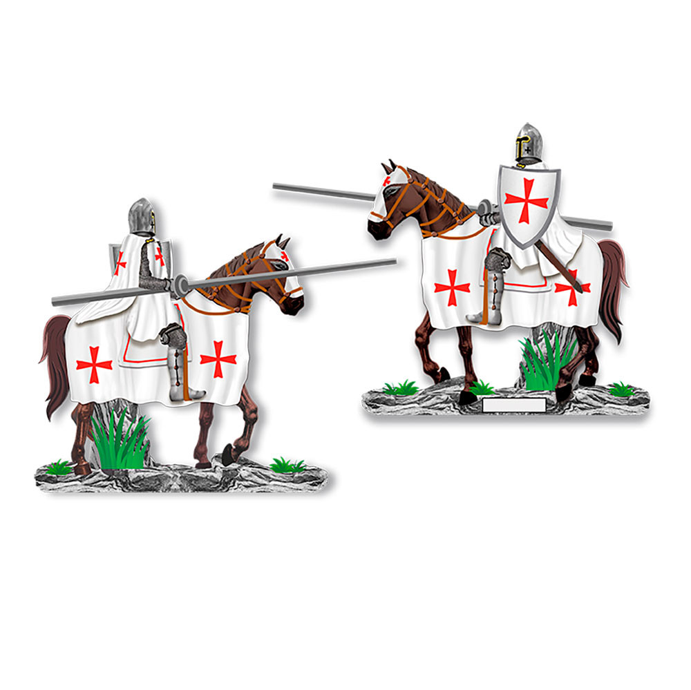 Cavaleiro Templário a cavalo com escudo e lança (8 cm.)