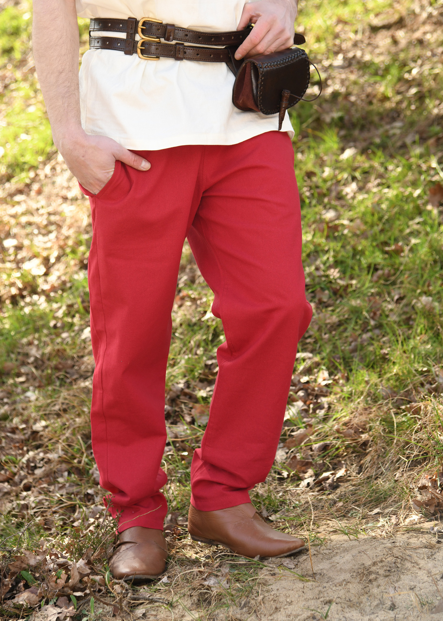 Calça medieval básica modelo Hagen, vermelha