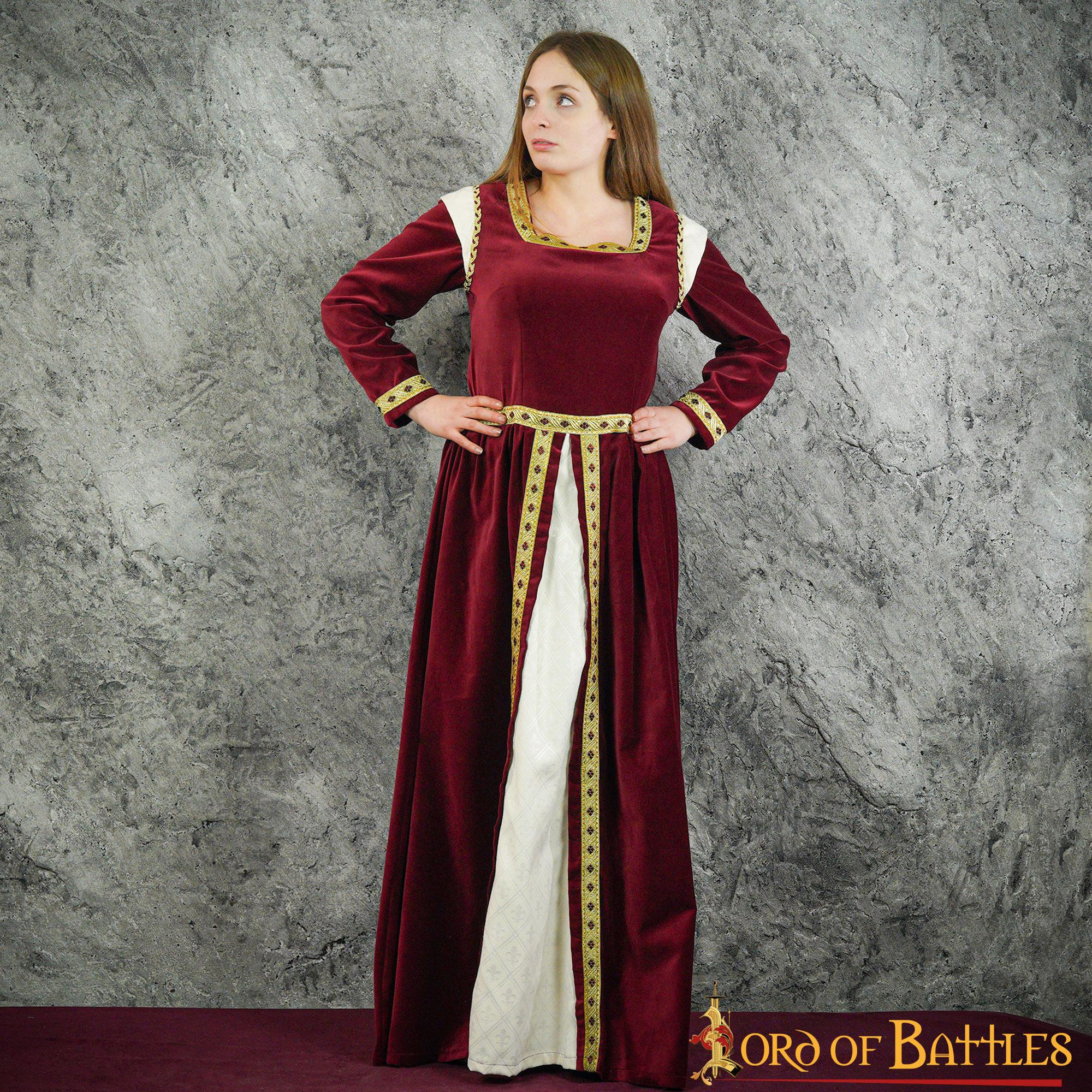 Vestido longo medieval para mulher, modelo rainha