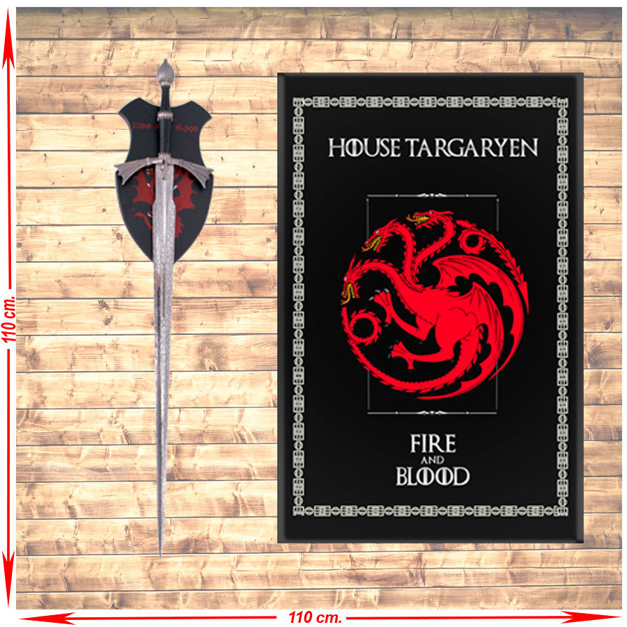Pacote Banner + Espada Daemon Targaryen da House of the Dragon