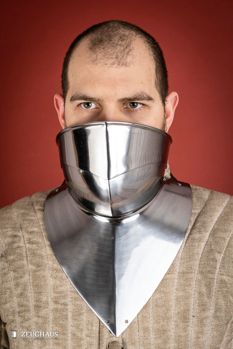 Gorge medieval articulado em aço macio (1450-1550)