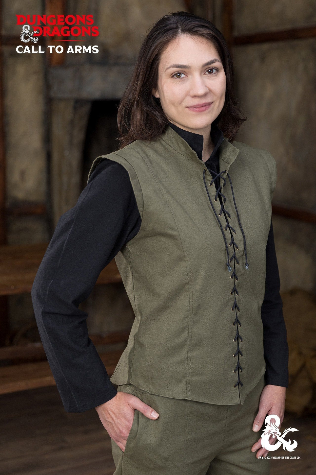 Colete medieval modelo Ranger, cor verde