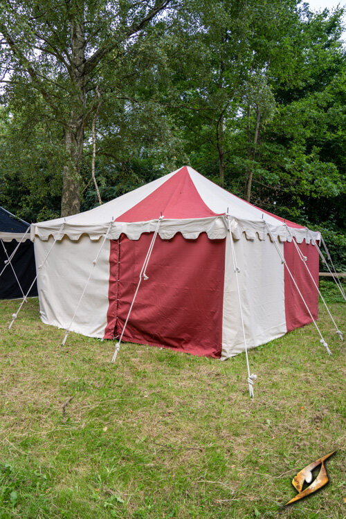 Tenda medieval, vermelho natural 4 x 4 metros (versão compacta)