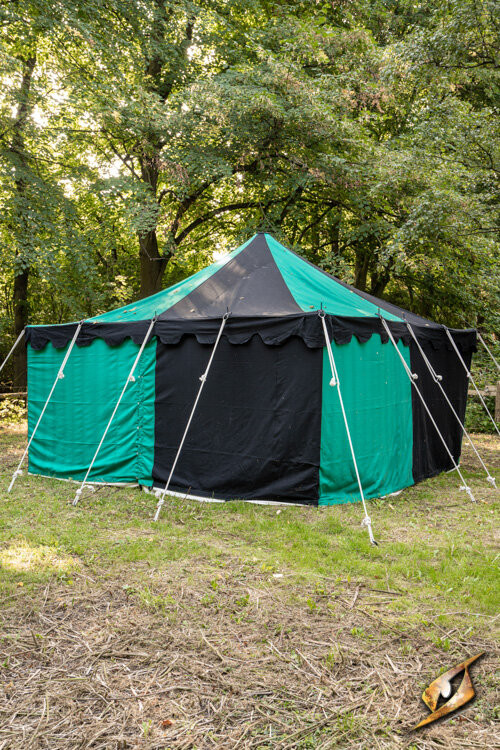 Tenda medieval, preto e verde 4 x 4 metros (versão compacta)