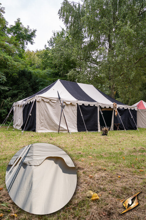 Tenda marquise medieval, natural de 5 x 8 metros. (Versão compacta)