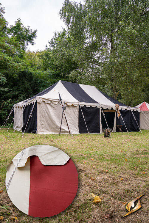 Tenda marquise medieval, vermelho natural 5 x 8 metros. (Versão compacta)