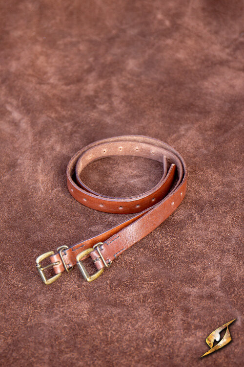 Cinto medieval de couro, marrom e preto (49 cm.)