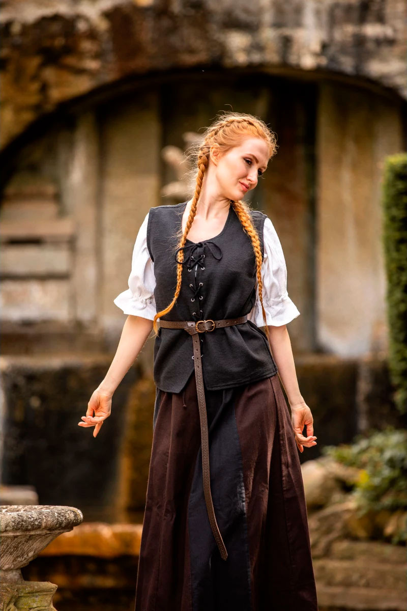 Colete medieval em algodão Franziska, preto