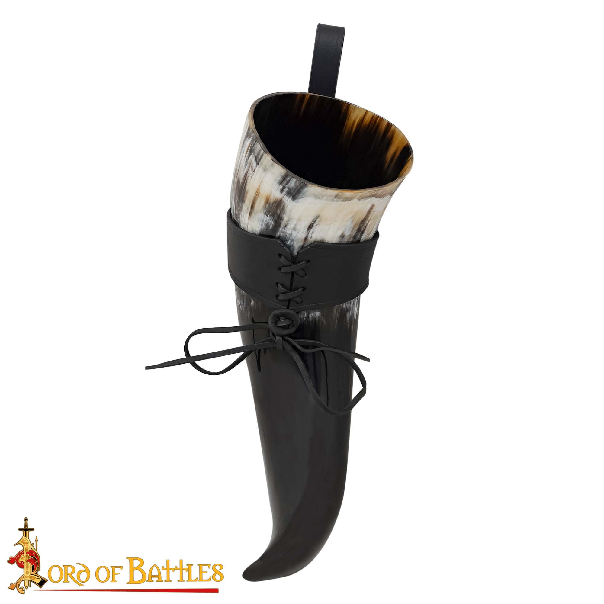 Chifre Viking com baldric de couro preto (250 ml.)