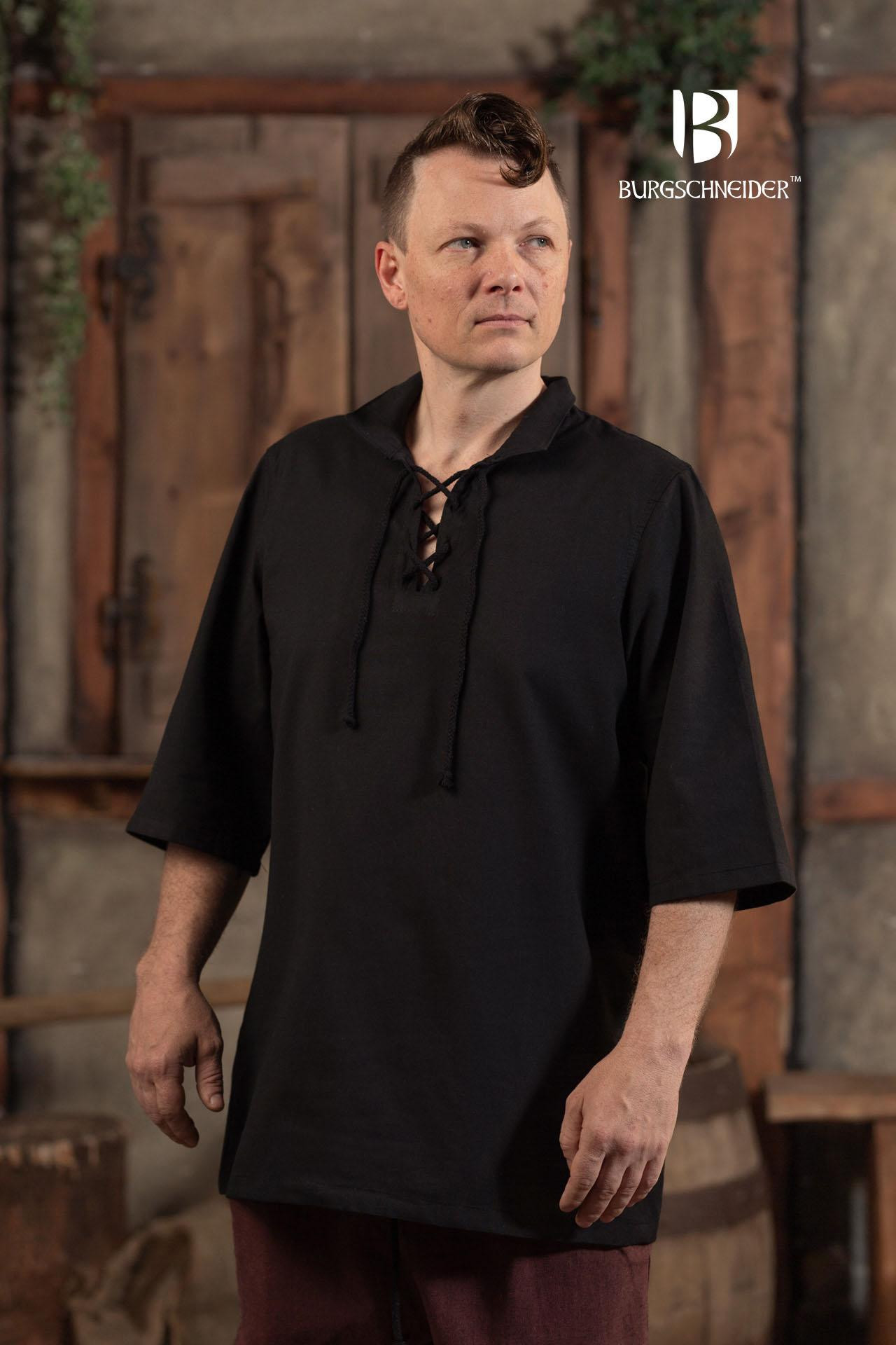 Camisa medieval de verão Aton, preta