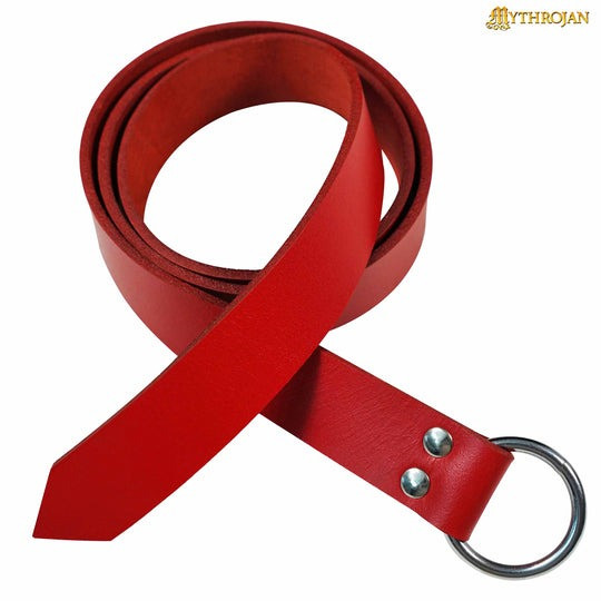 Cinturão viking com fivela redonda, cor vermelha