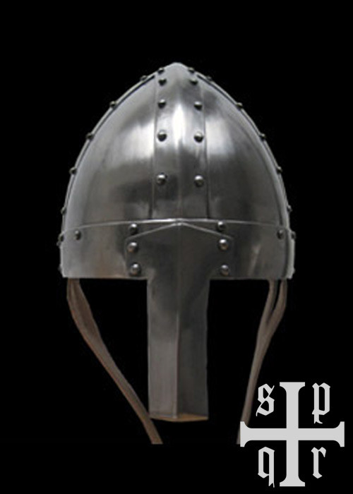 Capacete medieval tipo Spangenhelm com nasal em aço