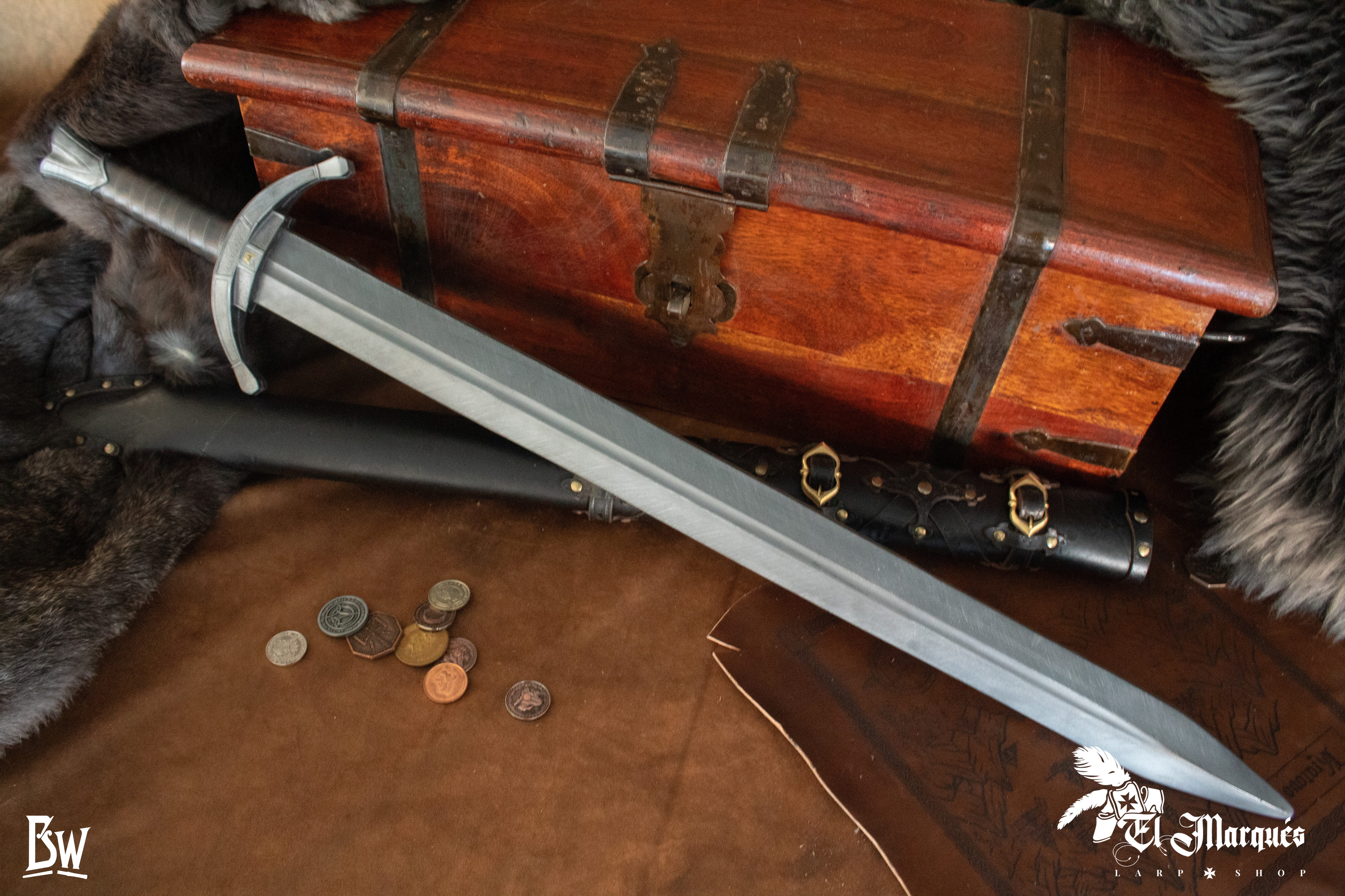 Espada Medieval Longa de soldado para LARP