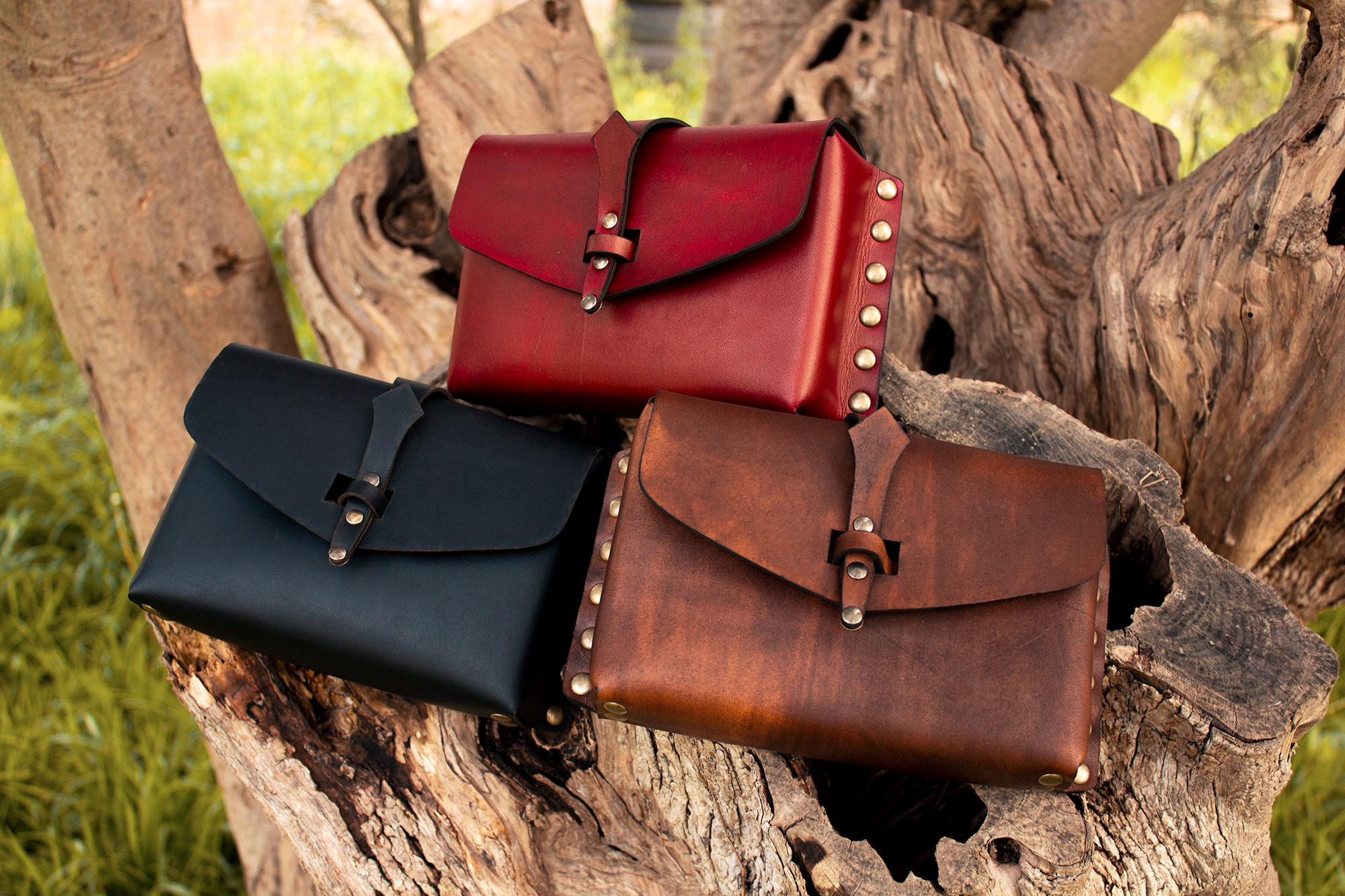 Bolso medieval peregrino em pele