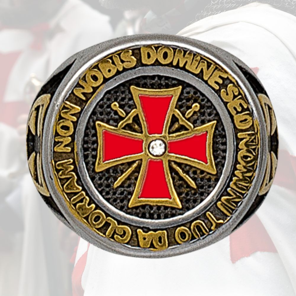 Anel de aço com selo dos Cavaleiros Templários