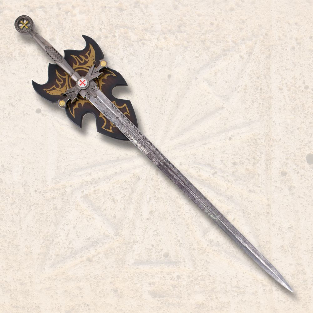 Espada Templária com suporte de parede (117 cm.)