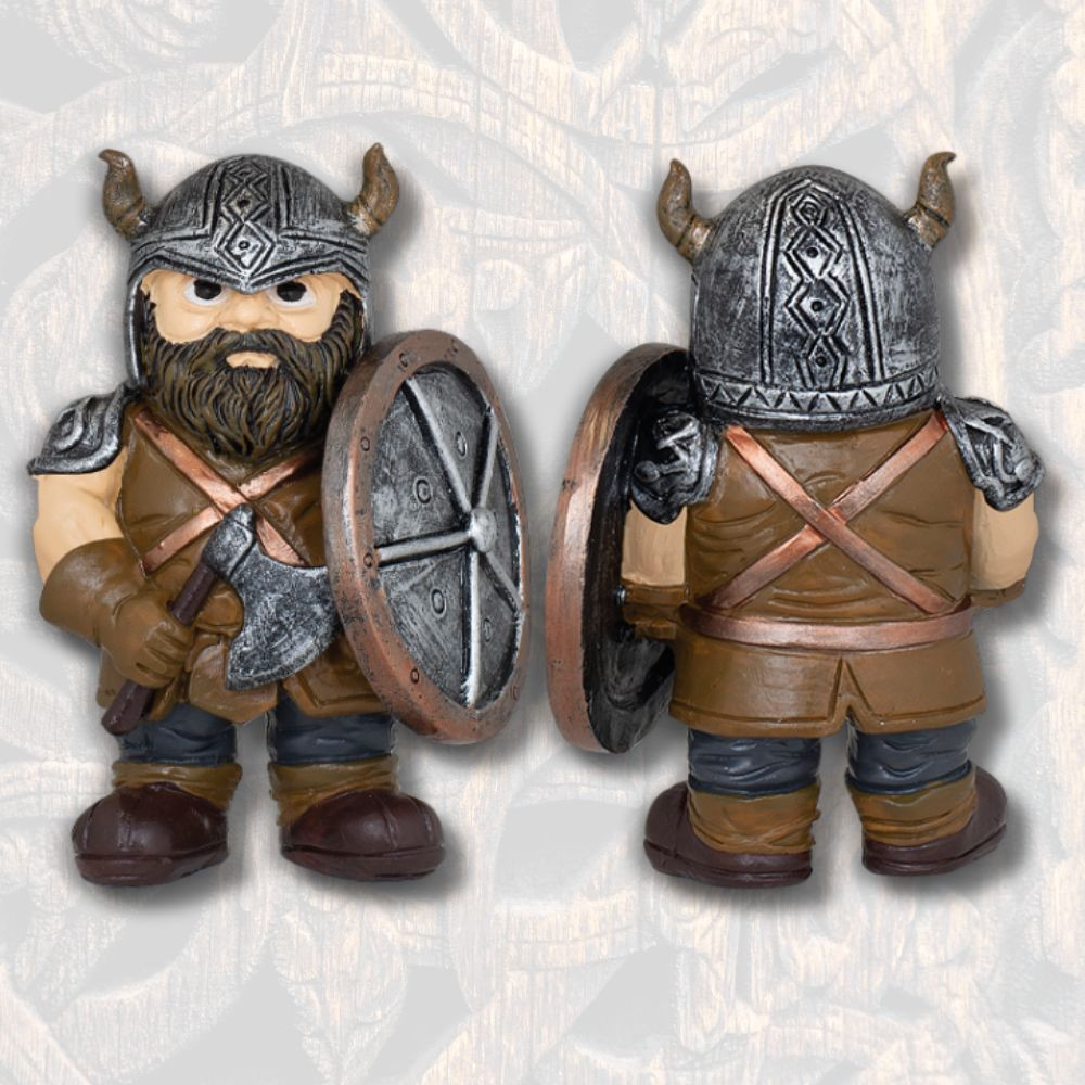 Figura de resina vikinga com machado e escudo (10,5 cm.)