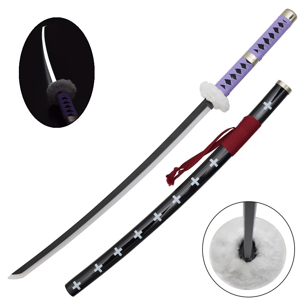 Katana Trafalgar Roxa de One Piece com luz
