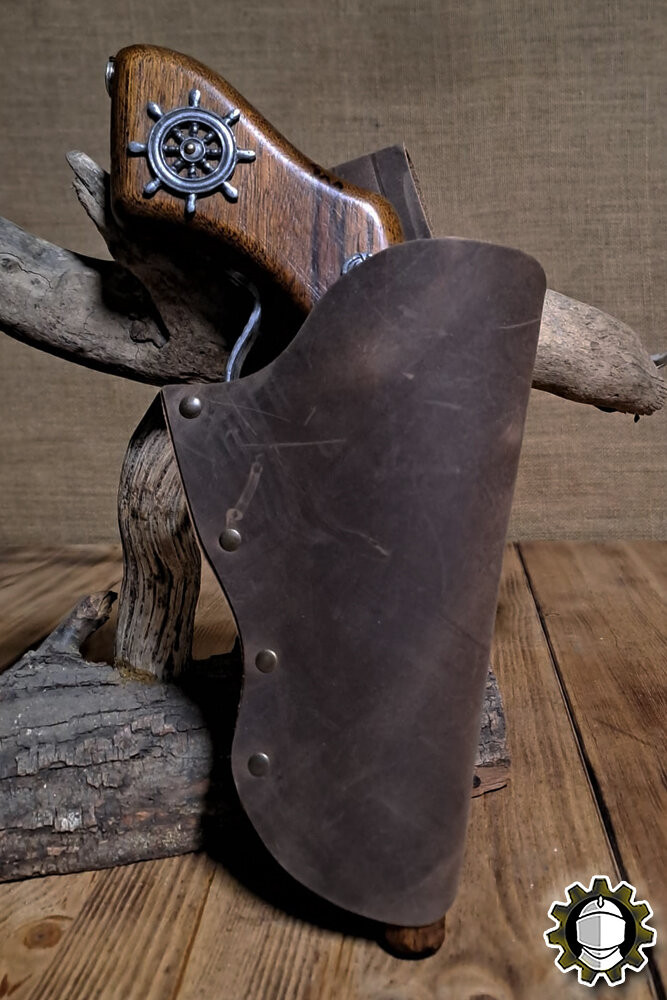 Cartucheira em couro mão direita, cor marrom