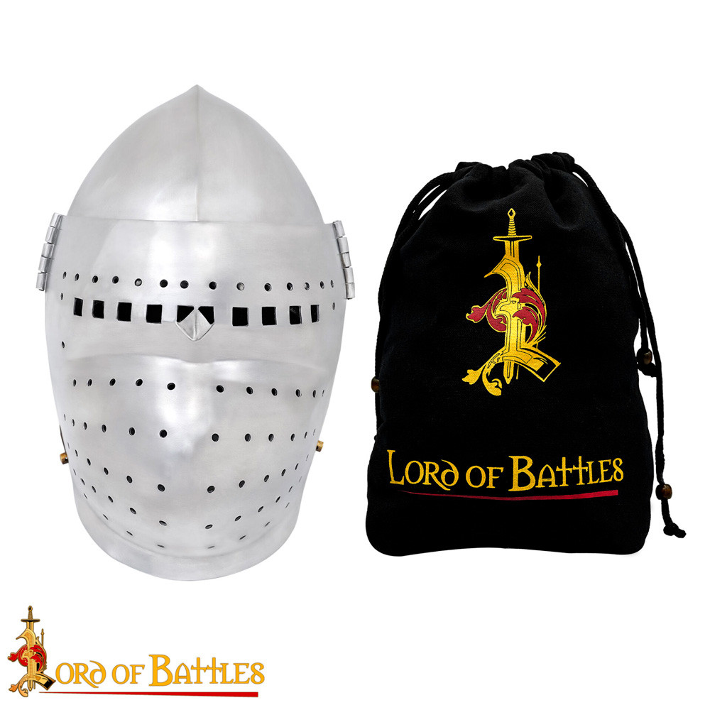 Bacinete medieval com viseira completa Século XIV, calibre 16