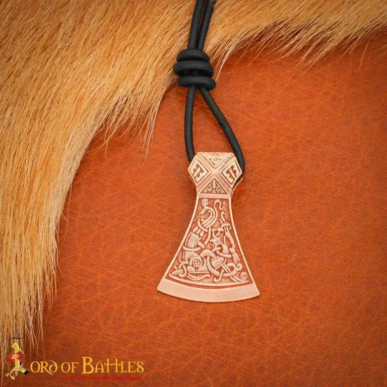 Pingente machado celta-vikinga, acabamento bronze