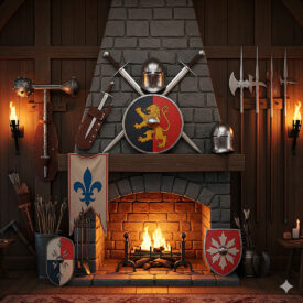 Decoração com panóplias: como integrar escudos e espadas em interiores modernos e intemporais decoracao-com-panoplias-como-integrar-escudos-e-espadas-em-interiores-modernos-e-intemporais